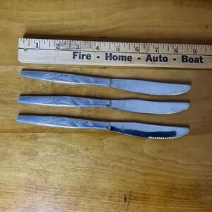 Set of 3 Vintage Stainless‎ Steel Wheat Pattern CTC Butter Knives Korea